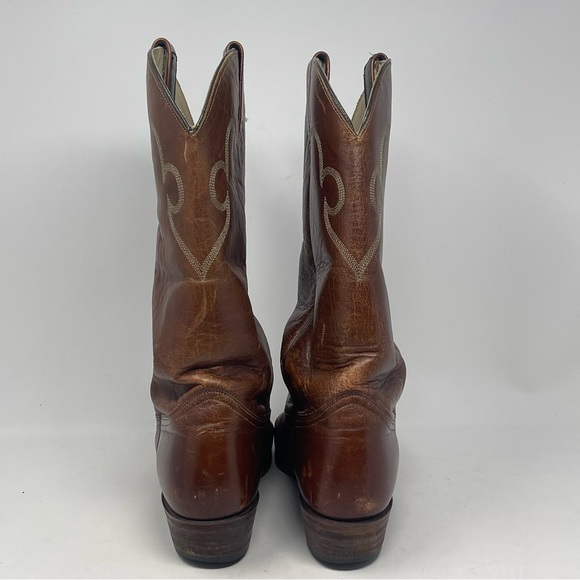 J Chisholm Cowboy Western Boots Mens 9 D Brown Leather Handcrafted Style 911 - Picture 10 of 16